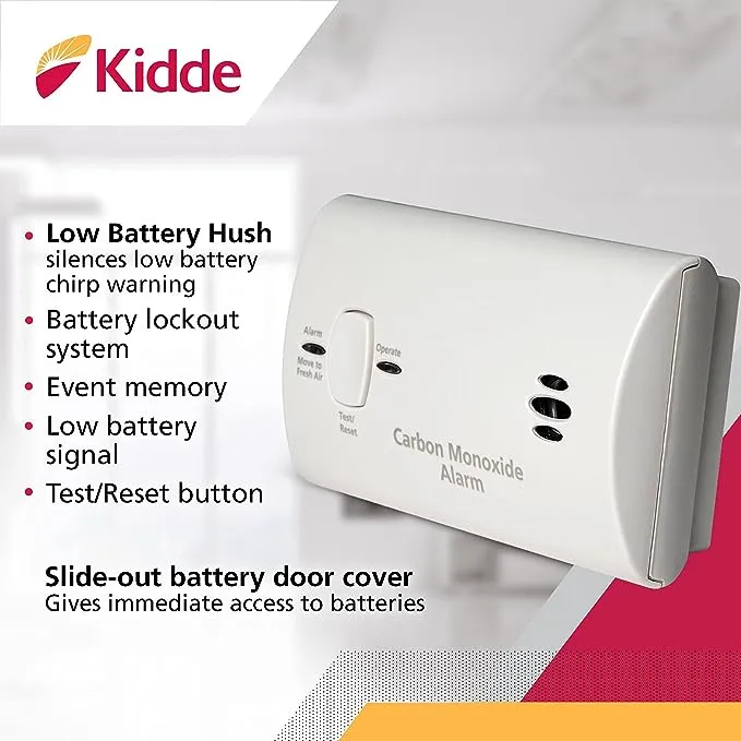 Kidde AA Battery Operated Basic Carbon Monoxide Alarm 3 Pack