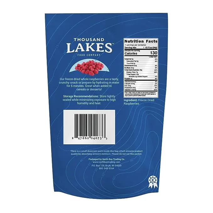 Thousand Lakes Freeze Dried Fruits and Vegetables Raspberries