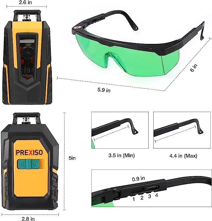 PREXISO 360° Laser Level with Tripod, 100Ft Self Leveling Cross Line Laser Level with Green Glasses, Portable Bag, 4 AA Batteries - Green Horizontal Line for Construction, Tile, Home Renovation