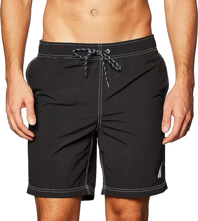 Nautica Men's Solid Quick Dry Classic Logo Swim-Trunk