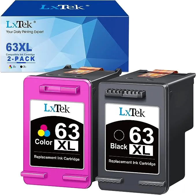 LxTek Remanufactured 63XL Ink Cartridges Combo Pack Replacement for HP 63 63X...