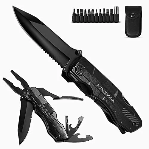 KINGMAX Pocket Knife,Multitool Tactical Knife with Blade,Saw, Plier, Screwdriver, Bottle Opener,Folding Knife Built with Full Stainless Steel,Perfect Tool for Men,Camping,Emergency,Outdoor,Daily Use.