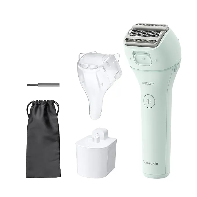 Panasonic Electric Razor for Women, Cordless 3-Blade Shaver with Pop-Up Trimmer, Wet Dry Operation - ES-AWL6AG (Mint)