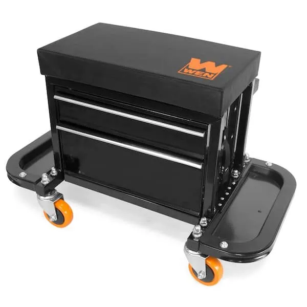 WEN GG1400 400-Pound Capacity Garage Glider Rolling Tool Chest Seat with Storage Pouch