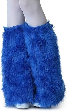 Adult Royal Blue Furry Boot Covers