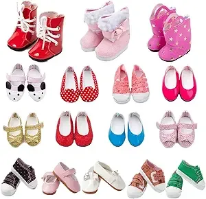 6 Pairs Doll Shoes Fits 14.5 Inch Doll American Wellie Wishers Dolls 100% Get Bo