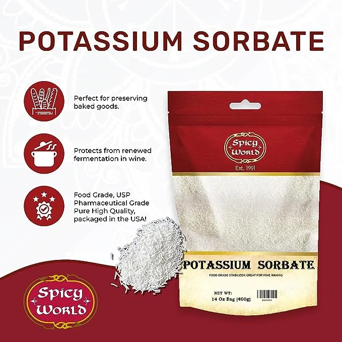 Spicy World Potassium Sorbate 1 Pound - Food Grade - Great Wine Stabilizer