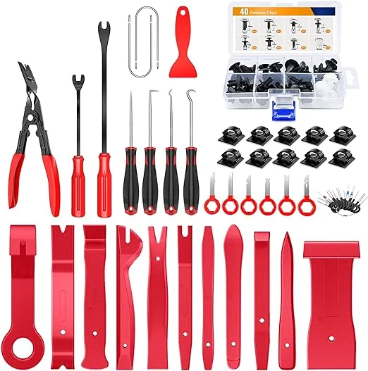 GOOACC 88Pcs Trim Removal Tool, Auto Push Pin Bumper Retainer Clip Set Fastener Terminal Remover Tool Adhesive Cable Clips Pry Kit Car Panel Radio Removal Auto Clip Pliers