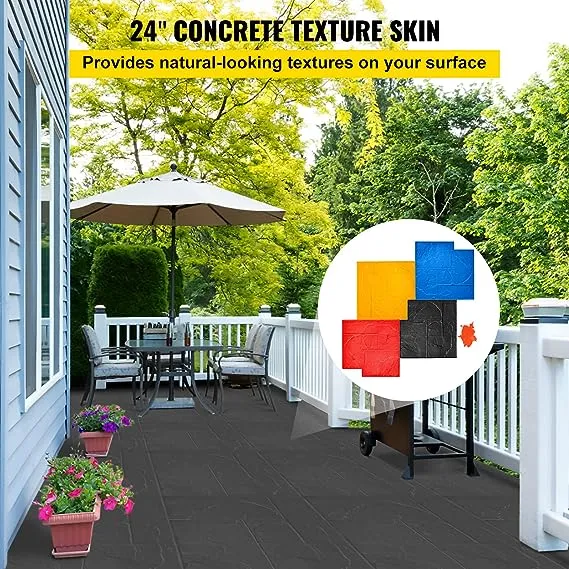 VEVOR Concrete Texturing Skin, 24&#034;x24&#034; Concrete Stamps Mats Set, Polyurethane Co