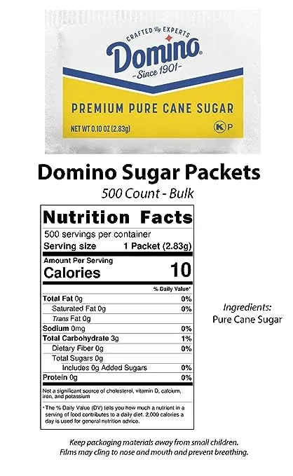 Domino Pure Cane Non-GMO Granulated Sugar Packets