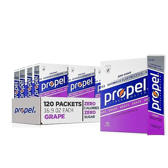 Propel Powder Packets. Watermelon with Electrolytes, Vitamins and No Sugar, 10 Count (Pack of 12) - Packaging May Vary