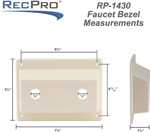 RecPro RV Faucet Bezel White or Parchment 4&#034; Spacing Duo Faucet Stand Off Bezel