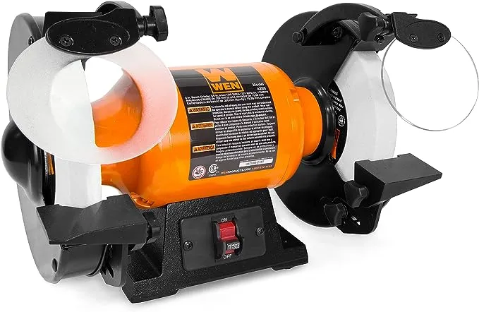 WEN BG4286 3-Amp 8-Inch Slow Speed Bench Grinder, Orange,black