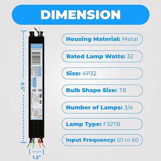 Replacement for ICN-4P32-SC 3 &amp; 4 Lamp T8 Fluorescent Electronic Ballast - 12...