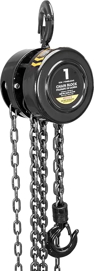 Torin 1 Ton  Manual Hand Lift Steel Chain Block Hoist with 2 Hooks