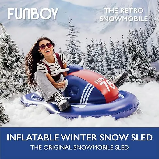 FUNBOY Giant Inflatable Luxury Retro Winter Snowmobile Snow Sled - SUPER CLEAR