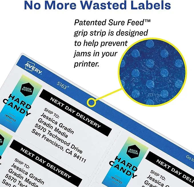 Avery Shipping Labels, TrueBlock Technology, Permanent Adhesive, 3-1/3" x 4", 150 Labels ( 5264)