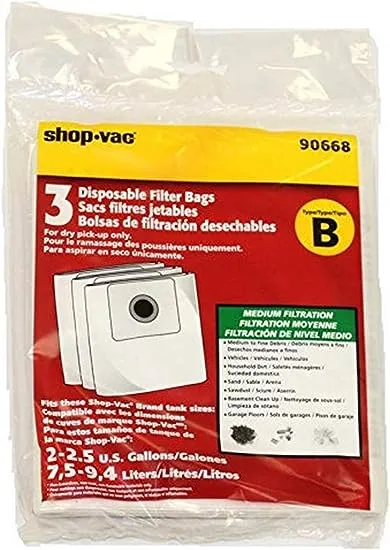 Shop-Vac 9066800 2-2.5 Gallon, 3 Bags per Pack, 9 Bags Total