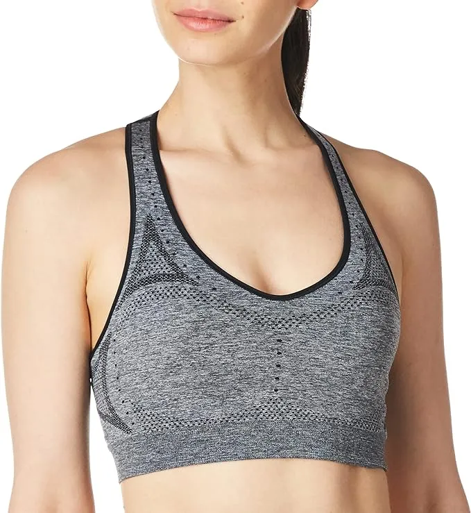 Hanes Sport Women's Seamless Racerback Sports Bra Ebony Heather