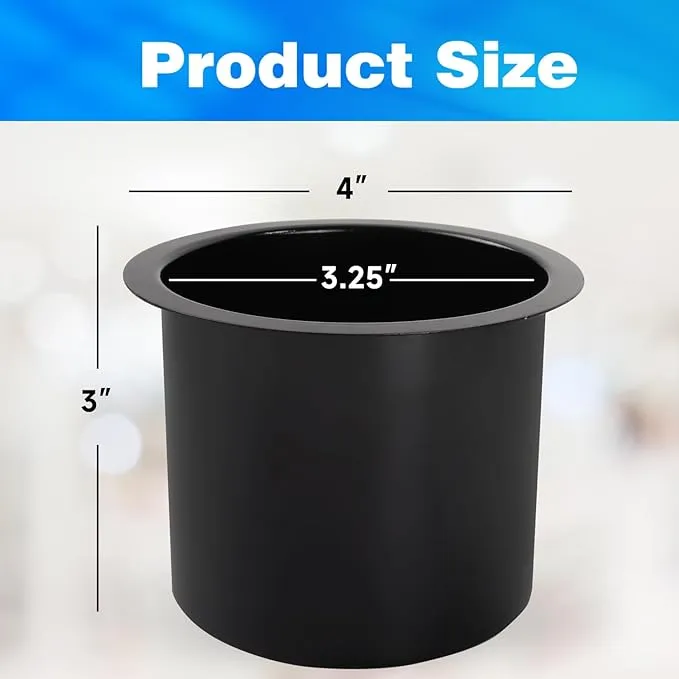GSE 10-Pack Jumbo Aluminum Drop-in Cup Holders. Drink Holder for Casino Poker Tables, Desk, Boats, RV Cars & Trucks (Black)