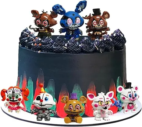 OULUN Birthday Party Cake Toppers For Five Nights at Freddy's, Kids Birthday Party Cake Decorating Supplies（8pcs）