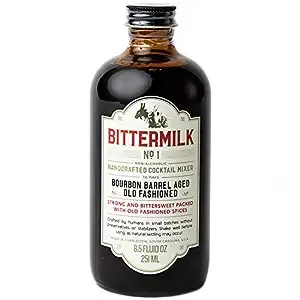 Bittermilk No.1 Bourbon Barrel Aged Old Fashioned Mix - All Natural Handcrafted Cocktail Mixer - Old Fashioned Drink Mixer - Just Add Bourbon or Whiskey, Makes 17 Cocktails