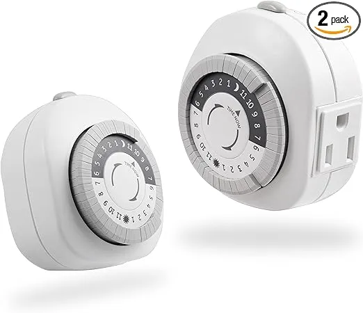 GE 24-Hour Heavy Duty Indoor Plug-In Mechanical Timer 2pk