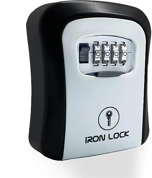 Iron Lock Key Lock Box Wall Mount for Keys 4 Digit Combination with Resettable Code with A B Switch