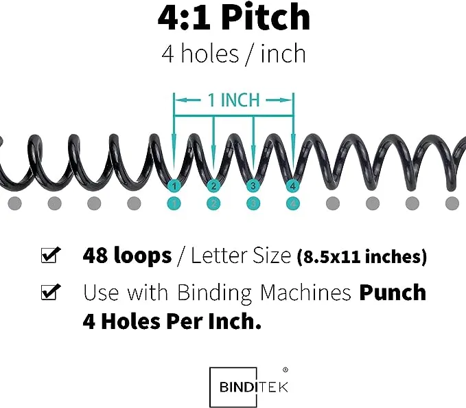TOTiyea 100 Pack Plastic Spiral Binding Coils,10mm(3/8") Binding Spirals,75 Sheet Capacity,4:1 Pitch, Black