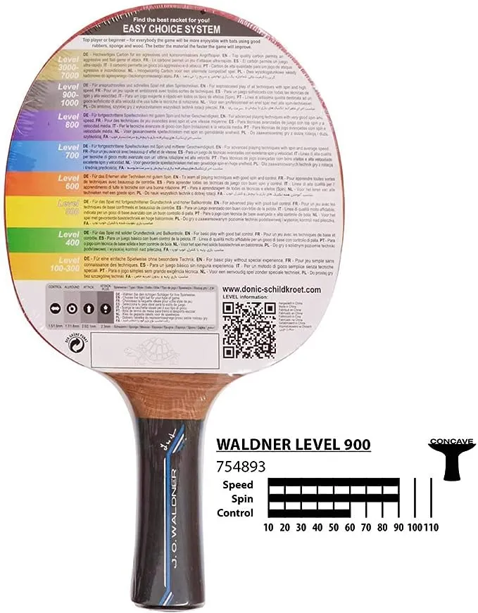 Donic Schildkrot Child Waldner 900 Wooden Table Tennis Bat Black/Red 87 grams