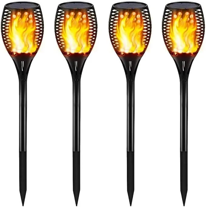 Gold Armour 2 Pack Solar Lights Upgraded Flickering Flames Torch Solar Path Light