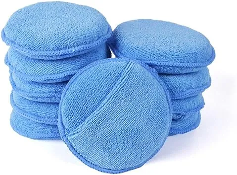 AIVS Car Care Microfiber Wax Applicator Pads with Finger Pocket for Any Cars, Truck, Boat, Motorcycle and RV. Wax Applicator Foam Sponge (Blue, 5" Diameter, Pack of 10)