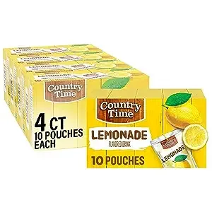 Country Time Lemonade Ready to Drink Flavored Drink Pouches, 40 ct Pack, 4 Boxes of 10 Drink Pouches