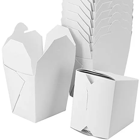 50-Pk White Chinese Takeout Boxes Stackable 16 Oz Cartons by Avant Grub