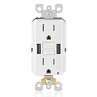 Leviton GUSB1-W 15A SmartlockPro GFCI Combination Type A USB In-Wall Charger Outlet, USB Charger for Smartphones and Tablets, White