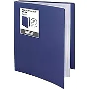 Dunwell Binder with Plastic Sleeves (Navy Blue, 1 Pack), 48-Pocket Bound Presentation Book with Clear Sleeves, Displays 96