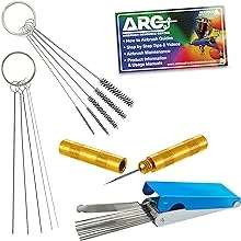 TCP Global Carburetor, Airbrush, Spray Gun 25 Piece Needle and Brush Cleaning Tool Set Kit - 18 Wire Needles, 5 Brushes, 1 Sharp Pick - Carb Cabon Jet