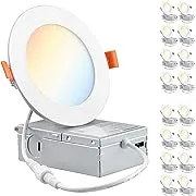 Parmida LED Technologies Parmida (16 Pack) 4 inch 5CCT Ultra-Thin LED Recessed Lighting with Junction Box, 2700K/3000K/3500K/4000K/5000K 5 Color