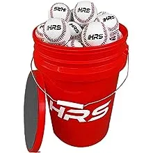 Hit Run Steal Bucket of Baseballs | Practice Baseballs in 6 Gallon Padded Bucket Cushioned Lid Seat | Regulation Size Balls