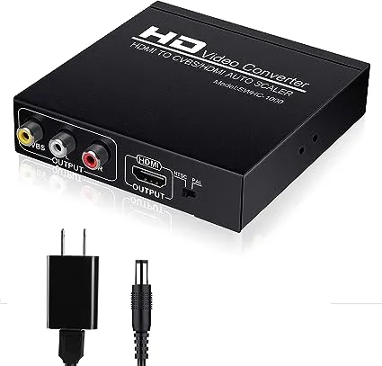 Amtake RCA to HDMI Converter, 1080p RCA Composite CVBS AV to HDMI Video Audio Converter Adapter Compatible with N64 Wii PS2 Xbox VHS VCR Camera DVD, S