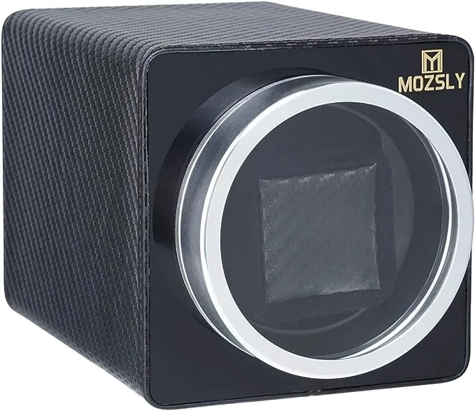 MOZSLY Watch Winder for Automatic Watches with Quiet Motor 12 Rotation Mode Setting Brown Leather