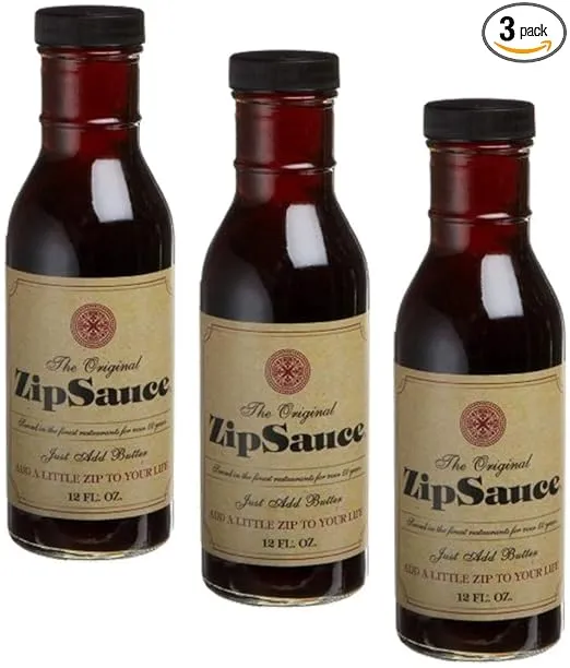 ZipSauce The Original Steak Sauce, Sugar Free, Gluten Free, 100% Vegan, 3-Pack 12 fl.oz. Bottles