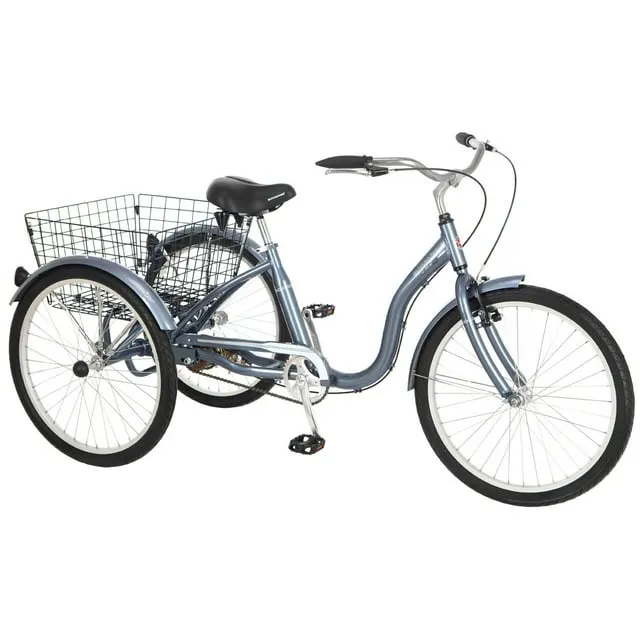 Schwinn Meridian Adult Tricycle, 26-inch wheels, rear storage basket, Cherry