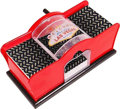 Kangaroo Card Shuffler (2-Deck) for Blackjack, Poker; Quiet, Easy to Use; Manual, Hand Cranked