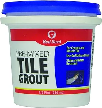 Red Devil 0422 Pre-Mixed Tile Grout, 1/2 Pint , White