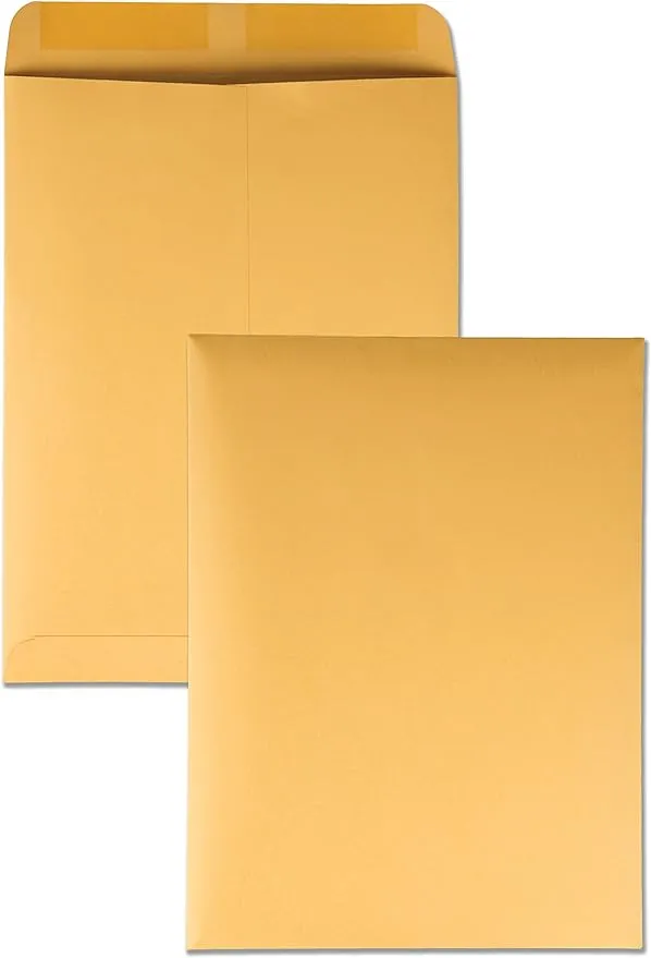 Catalog Envelope, #10 1/2, Cheese Blade Flap, Gummed Closure, 9 x 12, Brown Kraft, 100/Box