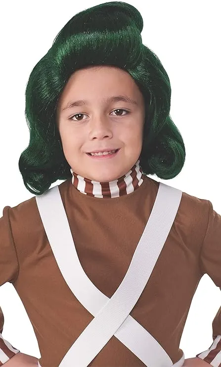 Child OOMPA LOOMPA Costume WIG OS Willy Wonka &amp; The Chocolate Factory NEW Green