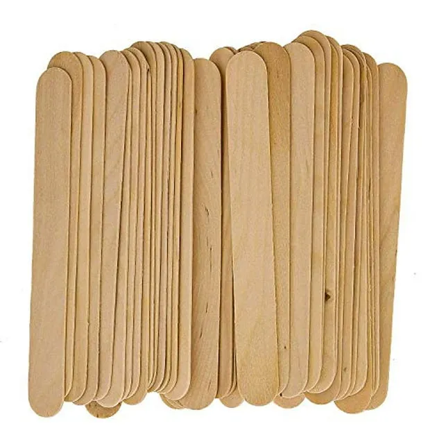 100 Large Waxing Wood Body Hair Removal Sticks Applicator Spatula for Hard Wax