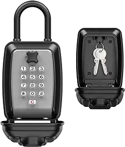 AMIR Key Lock Box Extra Large, Push Button Combination Lock Box for Keys Outdoor, Wall Mounted LockBox for House Keys with 12-Digit Combination Resettable Code, Key Hider Safe Box for Home Hotels