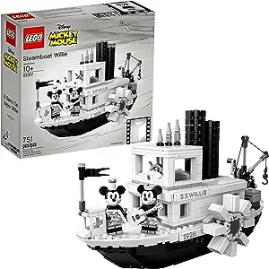 LEGO Ideas 21317 Disney Steamboat Willie Building Kit (751 Pieces)